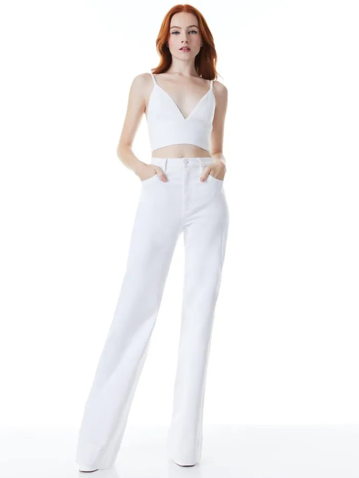 Alice Olivia SOFIA HIGH RISE BOYFRIEND JEAN White Women Jeans