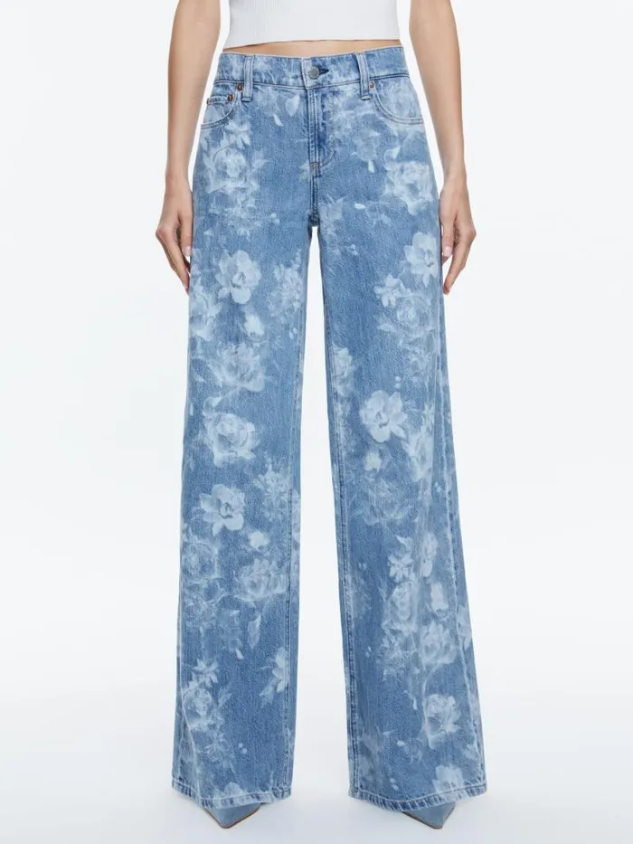 Alice Olivia TRISH LOW RISE BAGGY JEAN Lotus Floral Women Jeans