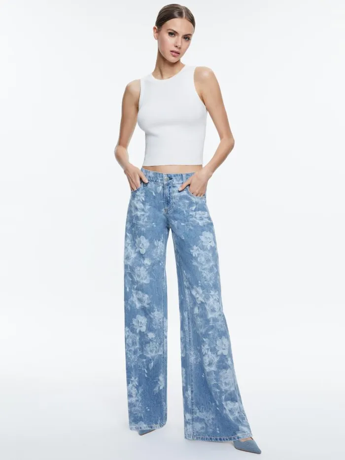 Alice Olivia TRISH LOW RISE BAGGY JEAN Lotus Floral Women Jeans