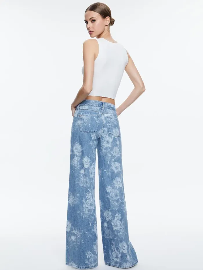 Alice Olivia TRISH LOW RISE BAGGY JEAN Lotus Floral Women Jeans
