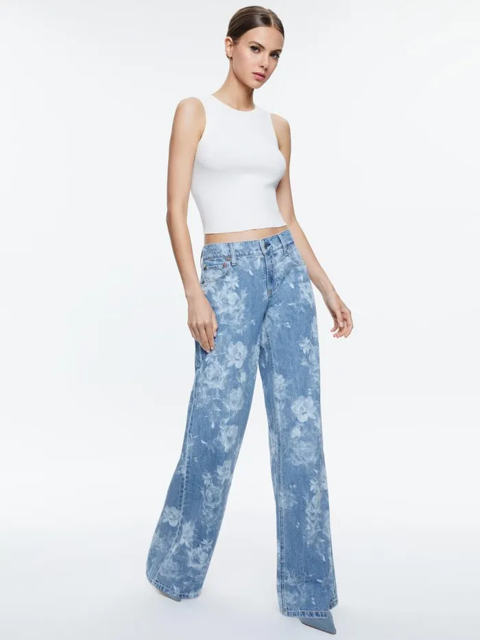 Alice Olivia TRISH LOW RISE BAGGY JEAN Lotus Floral Women Jeans
