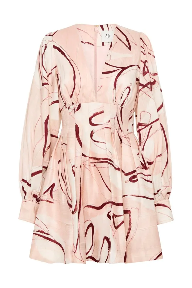 Amelia Plunge Mini Dress Whimsical Dove Women Aje Mini Dresses