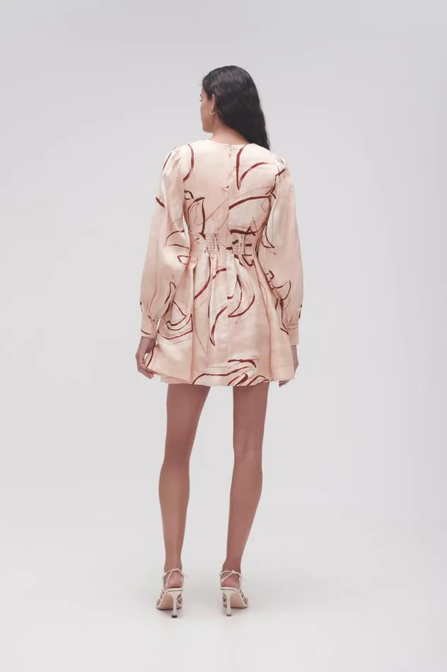 Amelia Plunge Mini Dress Whimsical Dove Women Aje Mini Dresses