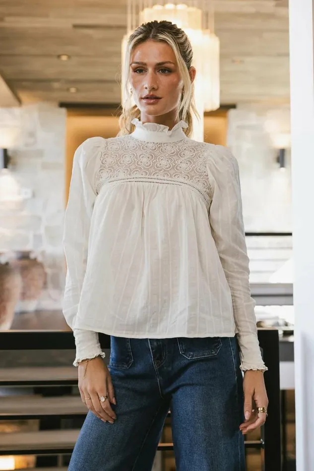 Anahi Lace Top In Cream Cream Women Bohme Tops