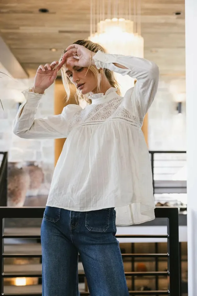 Anahi Lace Top In Cream Cream Women Bohme Tops