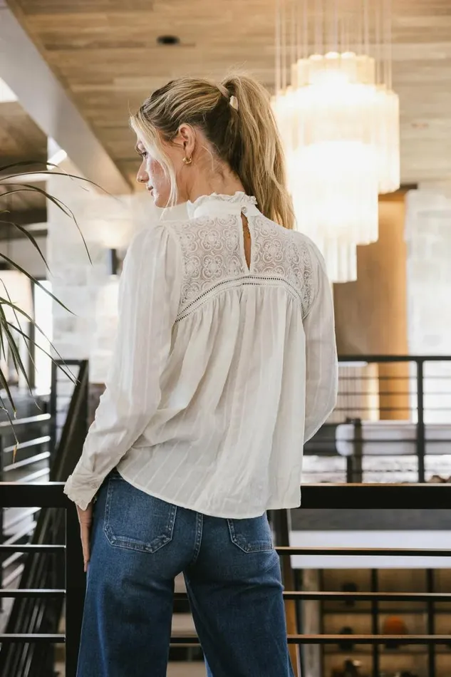 Anahi Lace Top In Cream Cream Women Bohme Tops