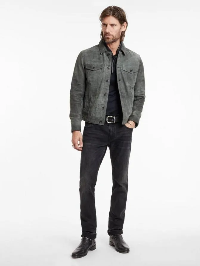 ANDREW TRUCKER JACKET Grey Stone Clothing John Varvatos Leather Jackets