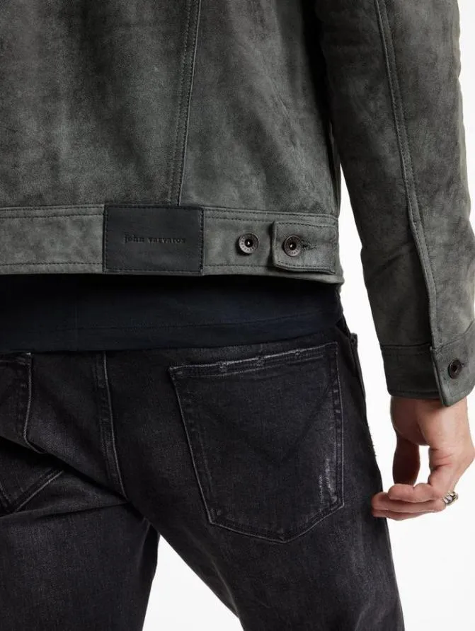 ANDREW TRUCKER JACKET Grey Stone Clothing John Varvatos Leather Jackets