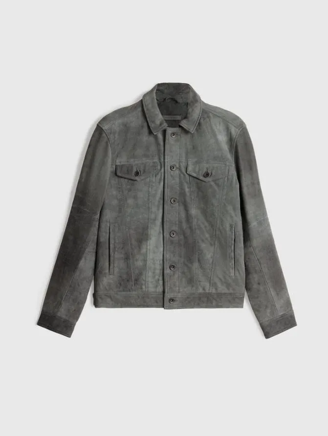 ANDREW TRUCKER JACKET Grey Stone Clothing John Varvatos Leather Jackets