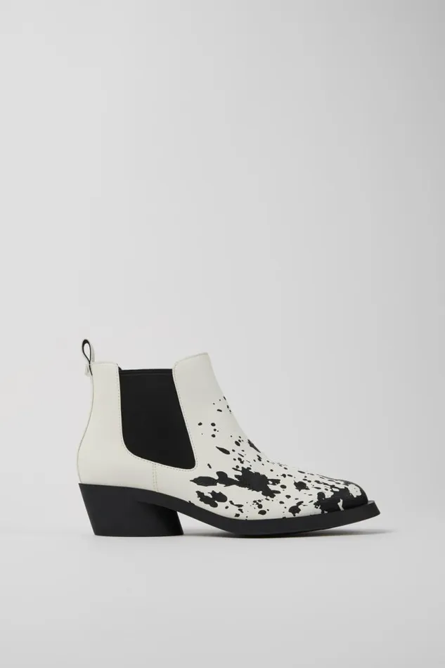 Ankle Boots Women Camper Bonnie White And Black Leather Ankle Boots Ankle Boots Women Camper Bonnie White And Black Leather Ankle Boots