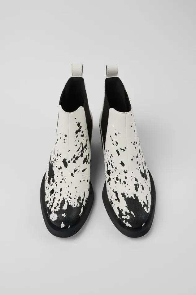 Ankle Boots Women Camper Bonnie White And Black Leather Ankle Boots Ankle Boots Women Camper Bonnie White And Black Leather Ankle Boots