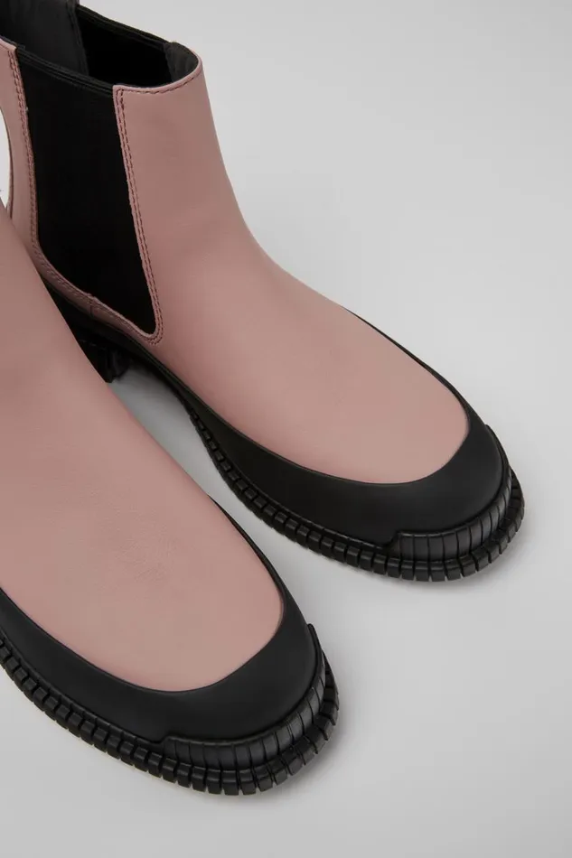 Ankle Boots Women Camper Pix Pink And Black Leather Chelsea Boots