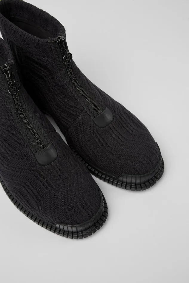 Ankle Boots Women Camper Pix TENCEL Black Zip Boots