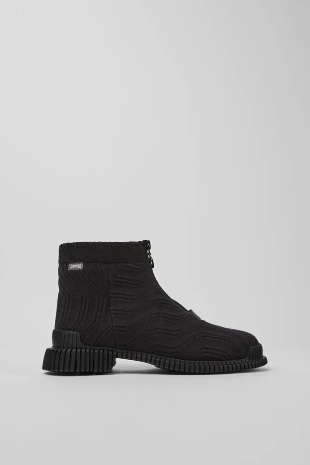 Ankle Boots Women Camper Pix TENCEL Black Zip Boots Ankle Boots Women Camper Pix TENCEL Black Zip Boots