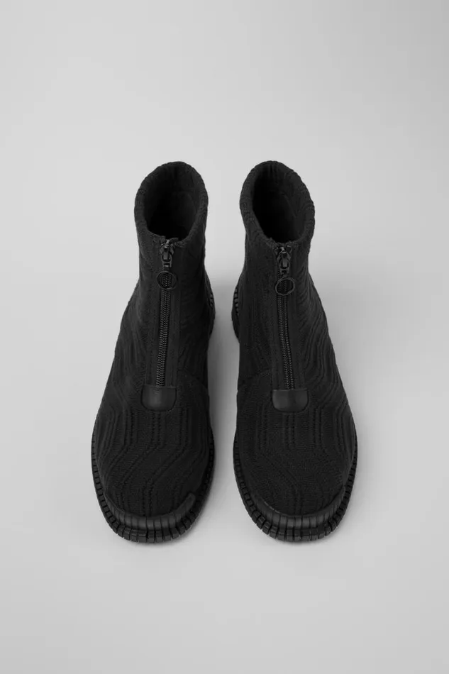 Ankle Boots Women Camper Pix TENCEL Black Zip Boots Ankle Boots Women Camper Pix TENCEL Black Zip Boots
