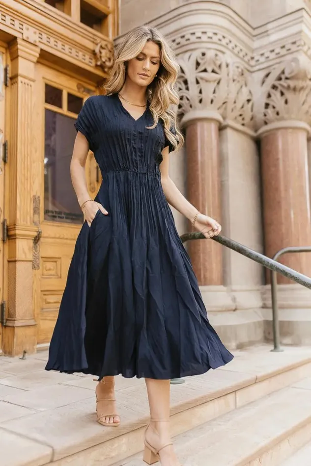 Annaleigh Midi Dress In Navy Navy Women Bohme Dresses