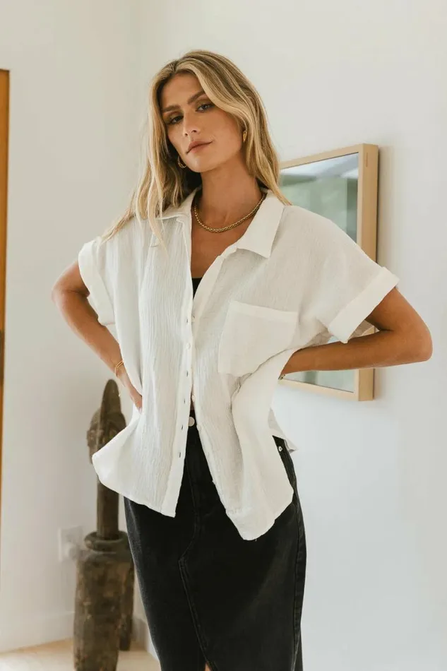 Aurelia Button Up Top In White White Women Bohme Tops