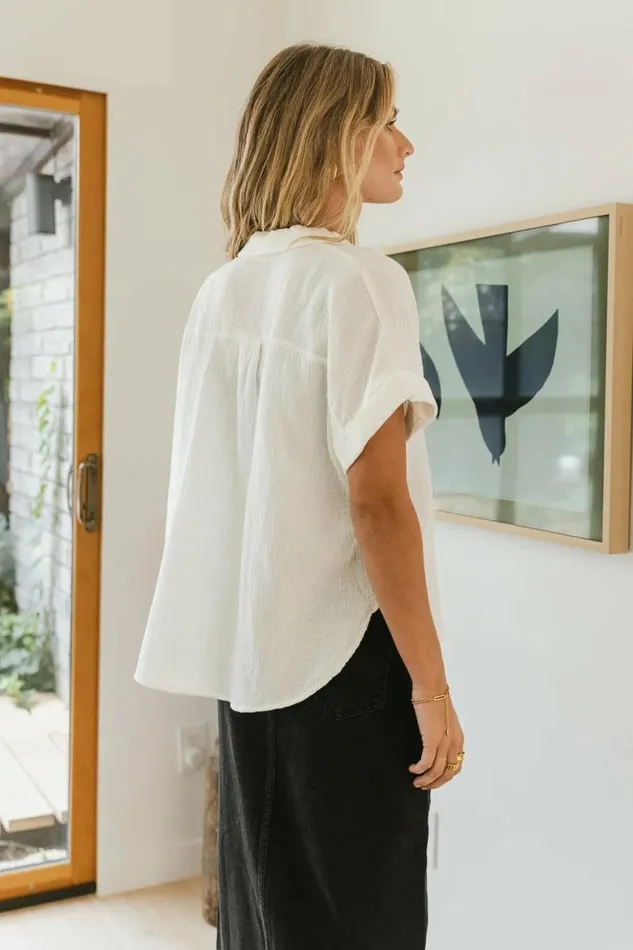 Aurelia Button Up Top In White White Women Bohme Tops