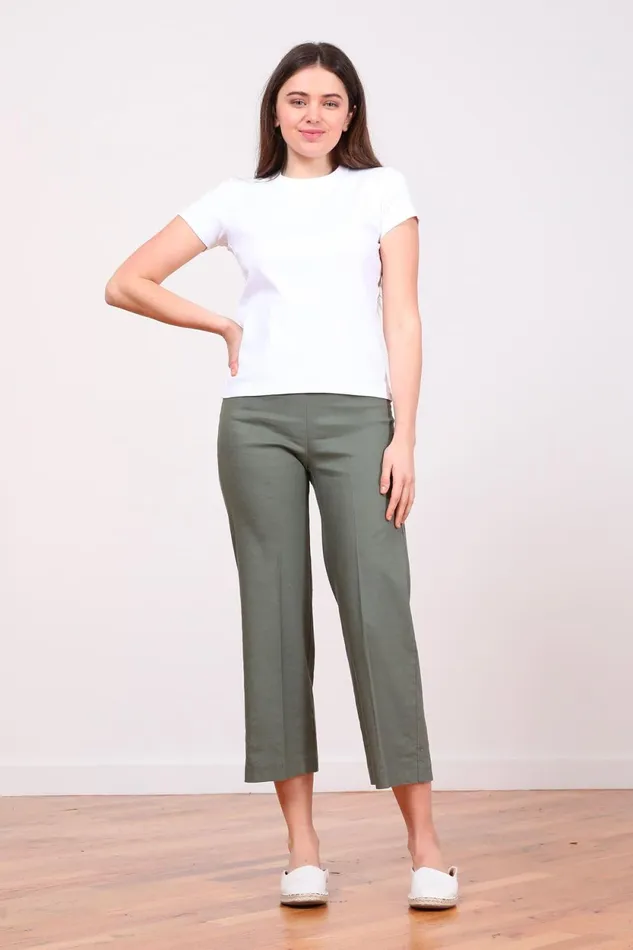 Avenue Montaigne ALEX Linen Olive Green Women Pants