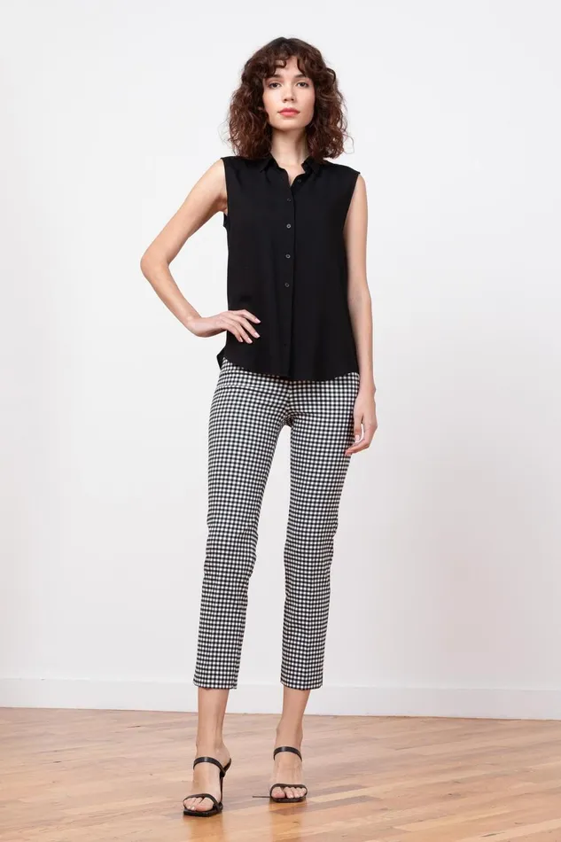 Avenue Montaigne BRIGITTE Check Black Women Pants