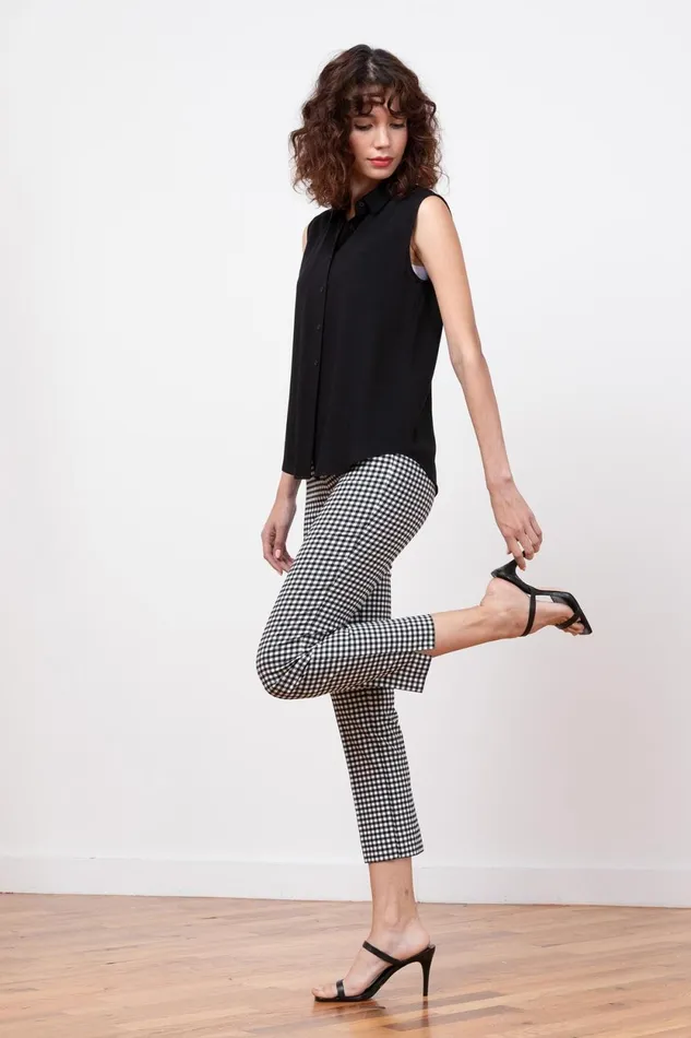 Avenue Montaigne BRIGITTE Check Black Women Pants Avenue Montaigne BRIGITTE Check Black Women Pants
