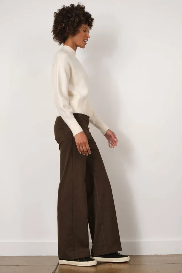 Avenue Montaigne FLAVIA Flannel Earth Women Pants Avenue Montaigne FLAVIA Flannel Earth Women Pants