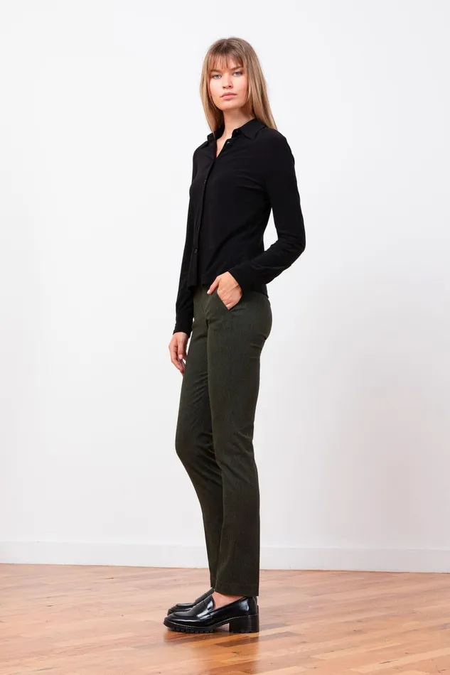 Avenue Montaigne LOUIS Flannel Olive Green Women Pants Avenue Montaigne LOUIS Flannel Olive Green Women Pants