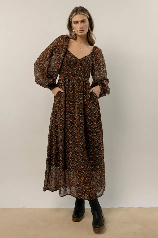 Averie Floral Midi Dress In Navy Navy Women Bohme Dresses