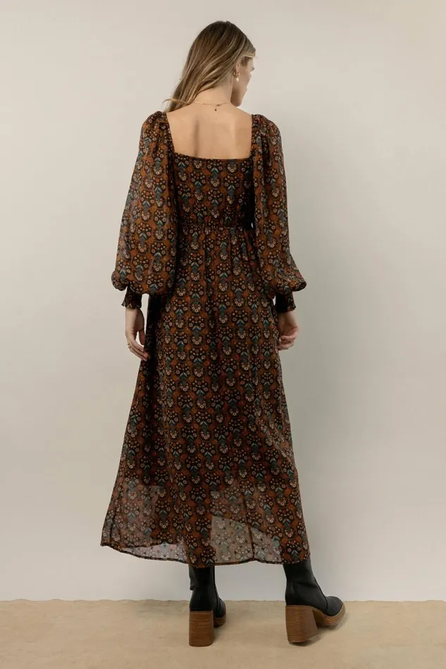 Averie Floral Midi Dress In Navy Navy Women Bohme Dresses