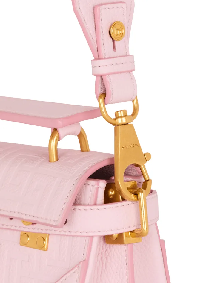 BBuzz 19 Bag In Grained PB Labyrinth Leather Pink Women Balmain Handbags