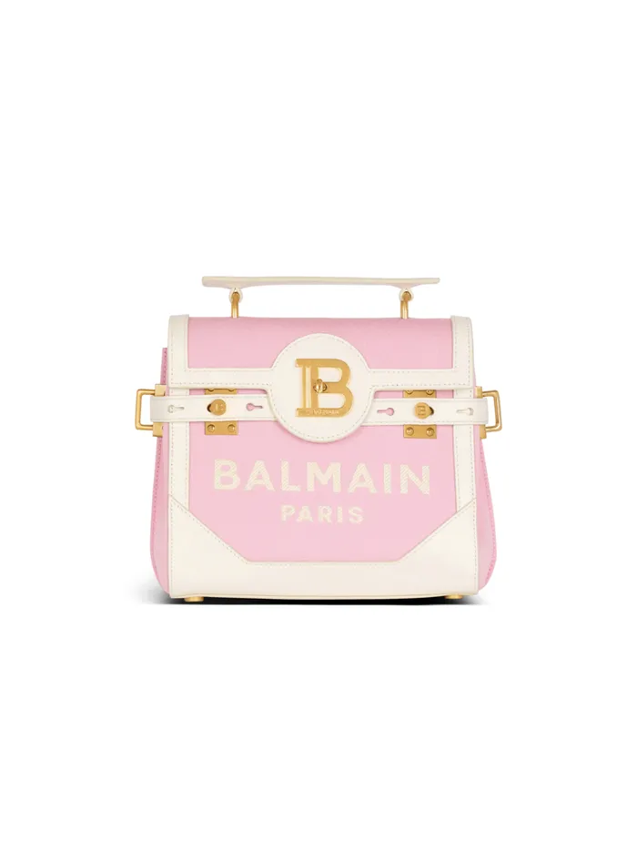 BBuzz 23 Canvas And Leather Bag Pink Women Balmain Handbags