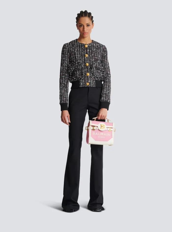 BBuzz 23 Canvas And Leather Bag Pink Women Balmain Handbags