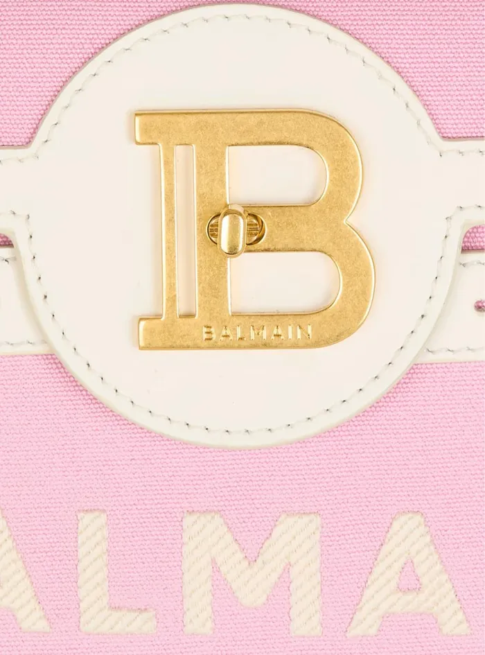 BBuzz 23 Canvas And Leather Bag Pink Women Balmain Handbags