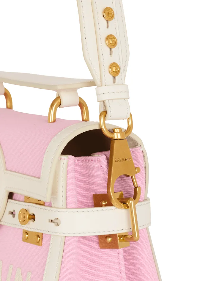 BBuzz 23 Canvas And Leather Bag Pink Women Balmain Handbags