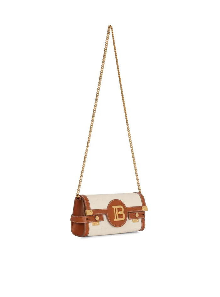 BBuzz 23 Leather And Canvas Clutch Bag Brown Women Balmain Clutches
