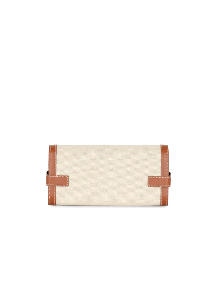 BBuzz 23 Leather And Canvas Clutch Bag Brown Women Balmain Clutches