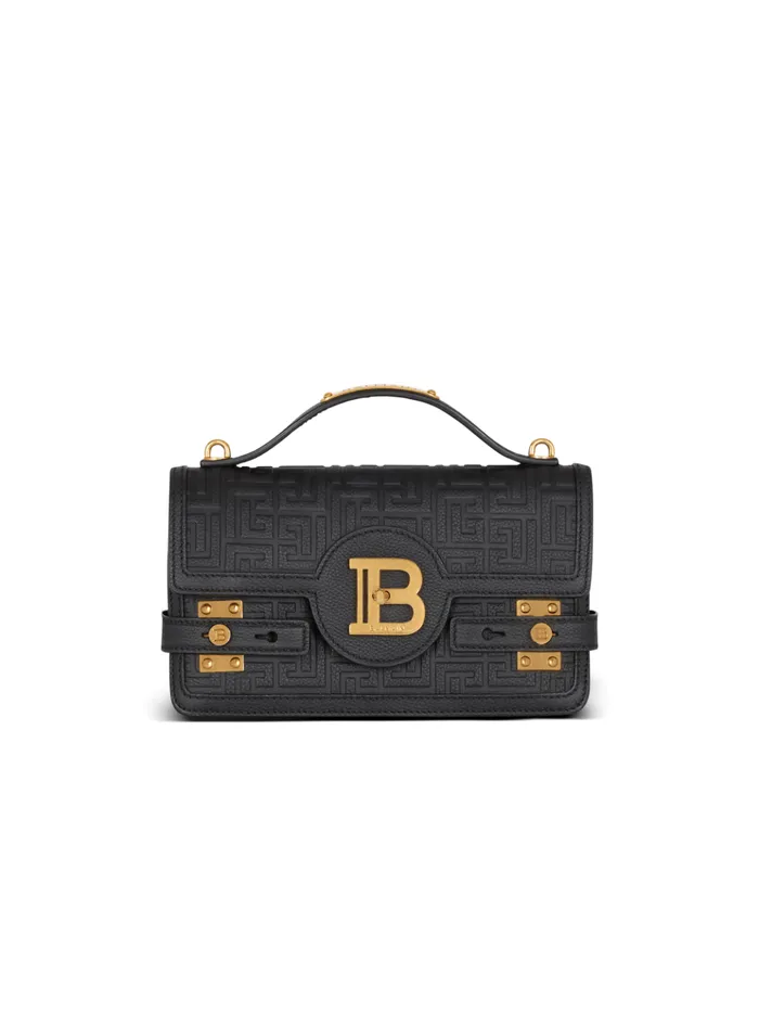 BBuzz 24 Grained Monogram Leather Shoulder Bag Black Women Balmain Handbags