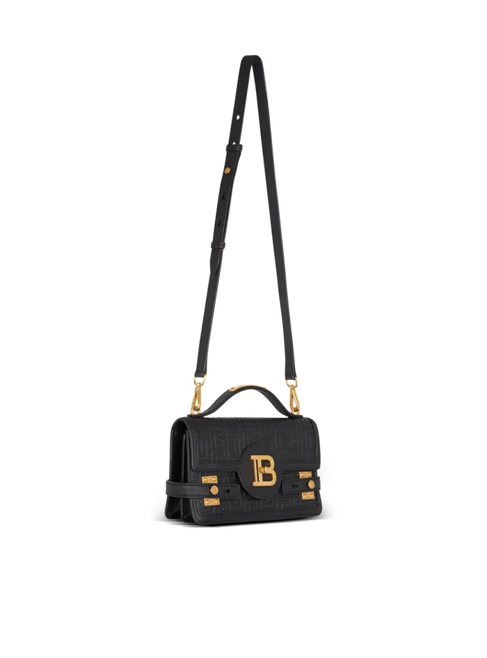 BBuzz 24 Grained Monogram Leather Shoulder Bag Black Women Balmain Handbags