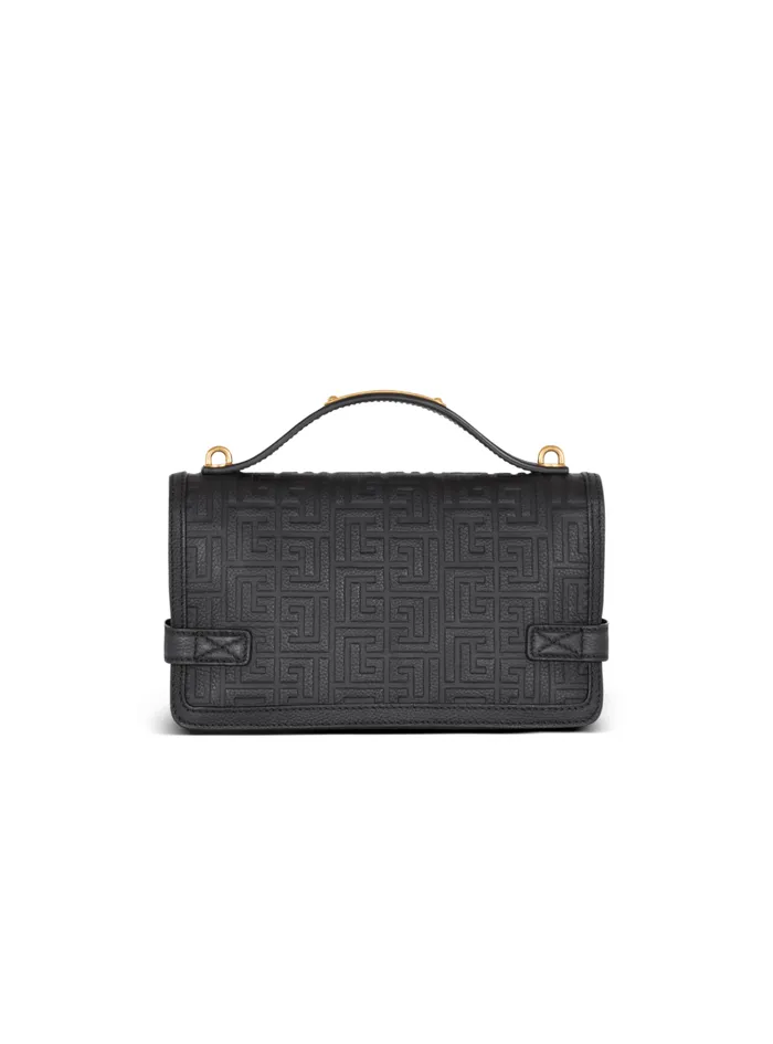 BBuzz 24 Grained Monogram Leather Shoulder Bag Black Women Balmain Handbags