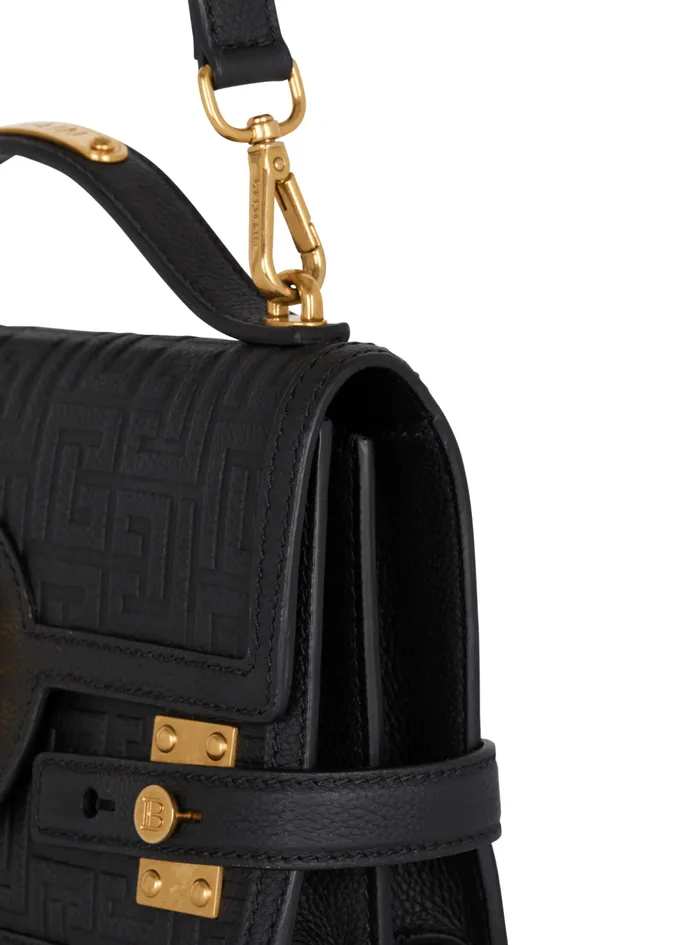 BBuzz 24 Grained Monogram Leather Shoulder Bag Black Women Balmain Handbags