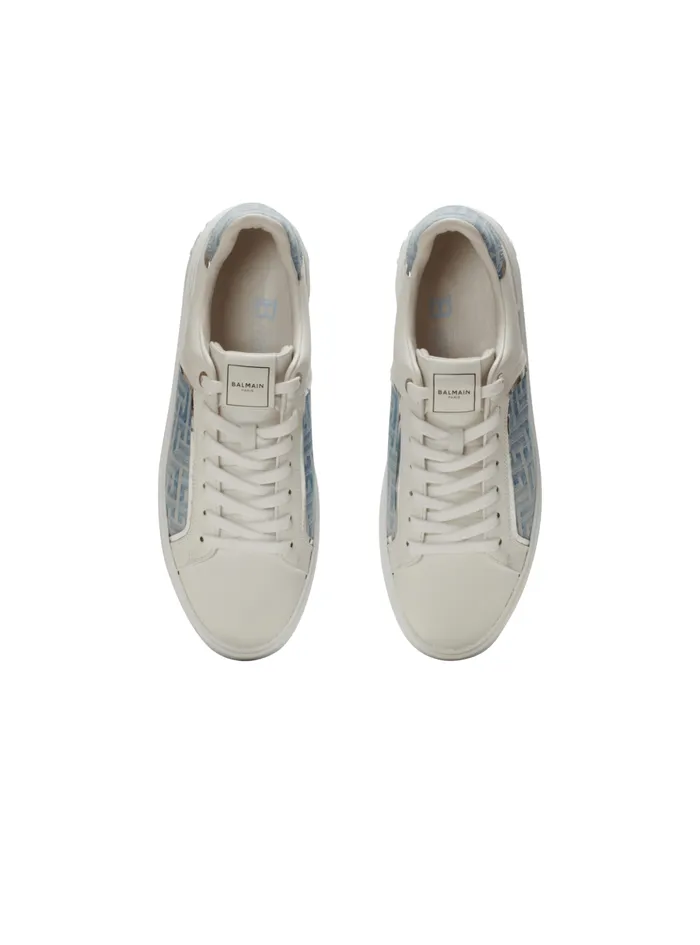 BCourt Sneakers In Leather And Denim Blue Men Balmain Sneakers