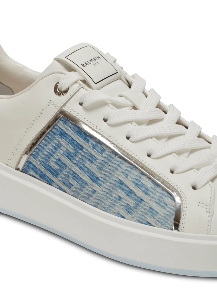 BCourt Sneakers In Leather And Denim Blue Men Balmain Sneakers