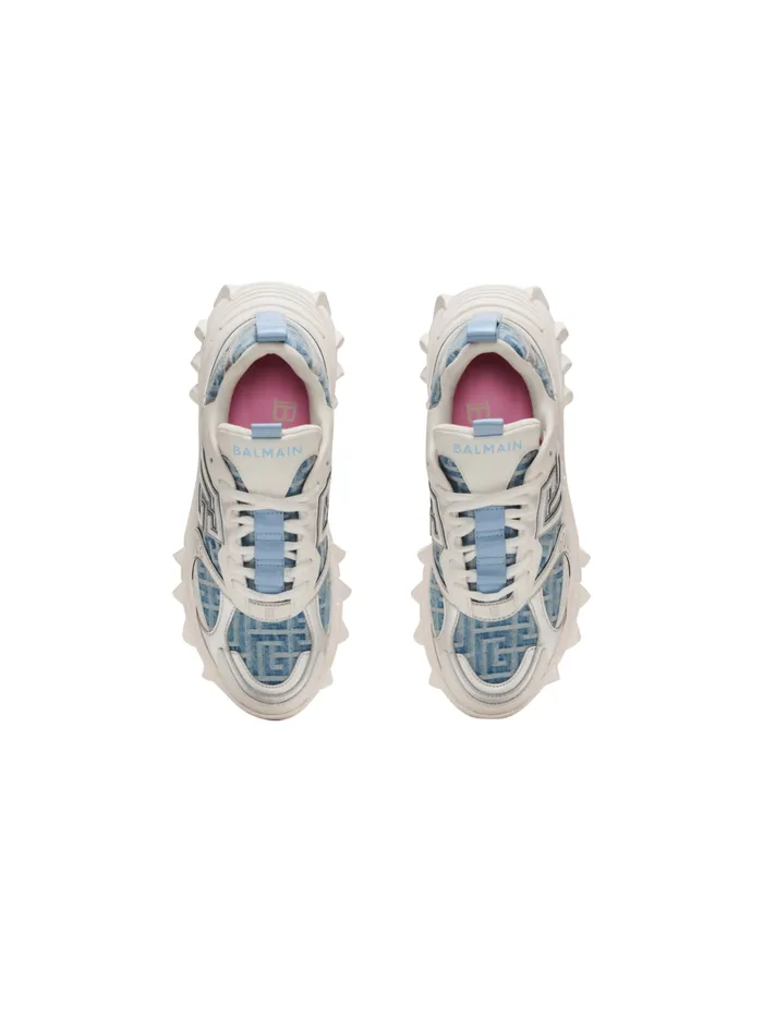 BEast Sneakers In Monogrammed PB Labyrinth Denim Navy Women Balmain Sneakers