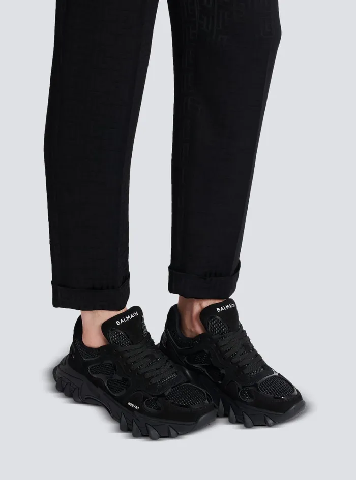 BEast Trainers In Leather Suede And Mesh Black Men Balmain Sneakers