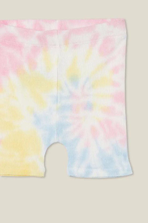 Baby Bottoms Cotton On Rain Rib Bike Shorties Rainbow Tie Dye