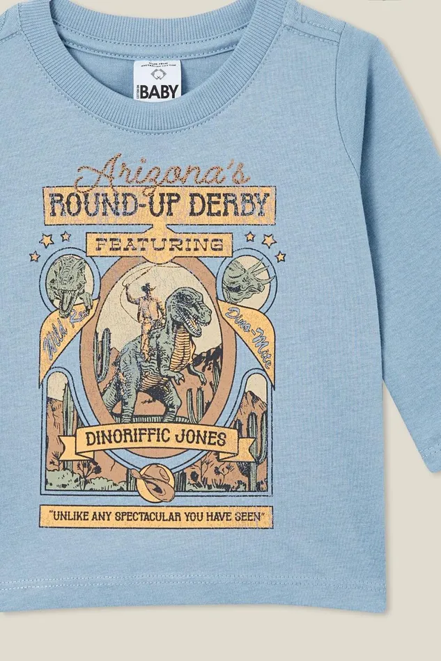 Baby Tops Jackets and Sweaters Cotton On Jamie Long Sleeve Tee Dusty Blueround Up Derby