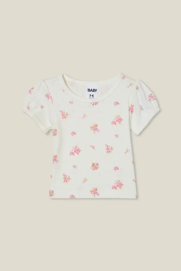 Baby Tops Jackets and Sweaters Cotton On Luna Pointelle Tee Vanillasally Floral
