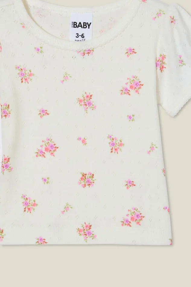 Baby Tops Jackets and Sweaters Cotton On Luna Pointelle Tee Vanillasally Floral