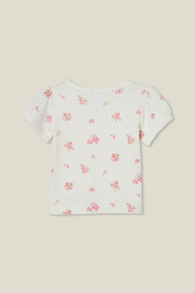 Baby Tops Jackets and Sweaters Cotton On Luna Pointelle Tee Vanillasally Floral