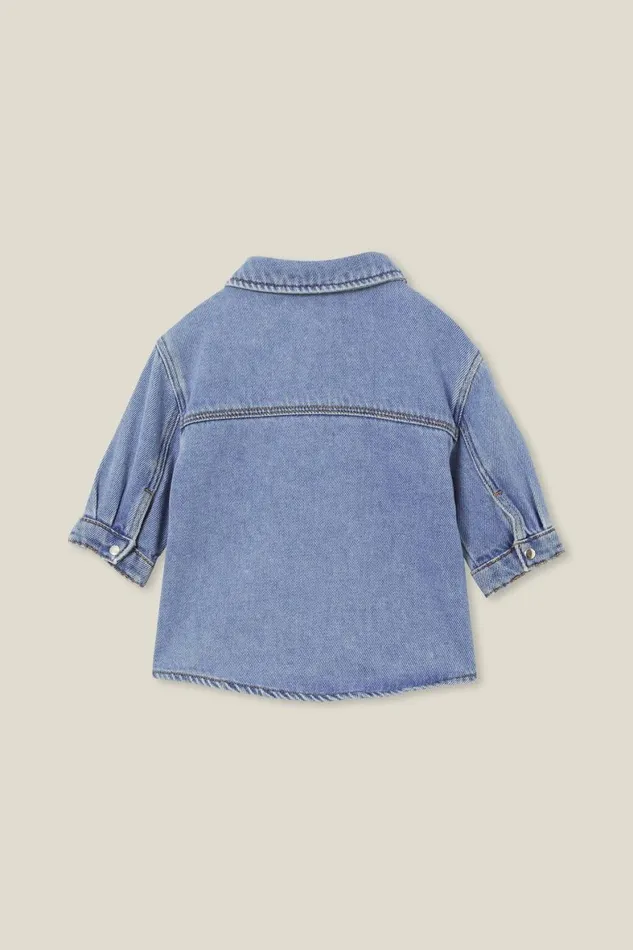 Baby Tops Jackets and Sweaters Cotton On Miles Baby Denim Shacket Byron Mid Blue
